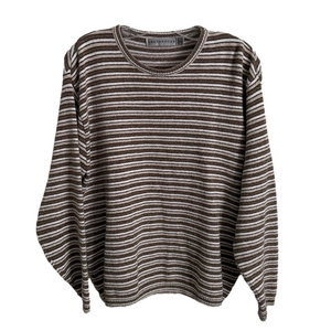 Shenandoah Oversized Striped Crewneck Sweater Neutral Ladies Medium